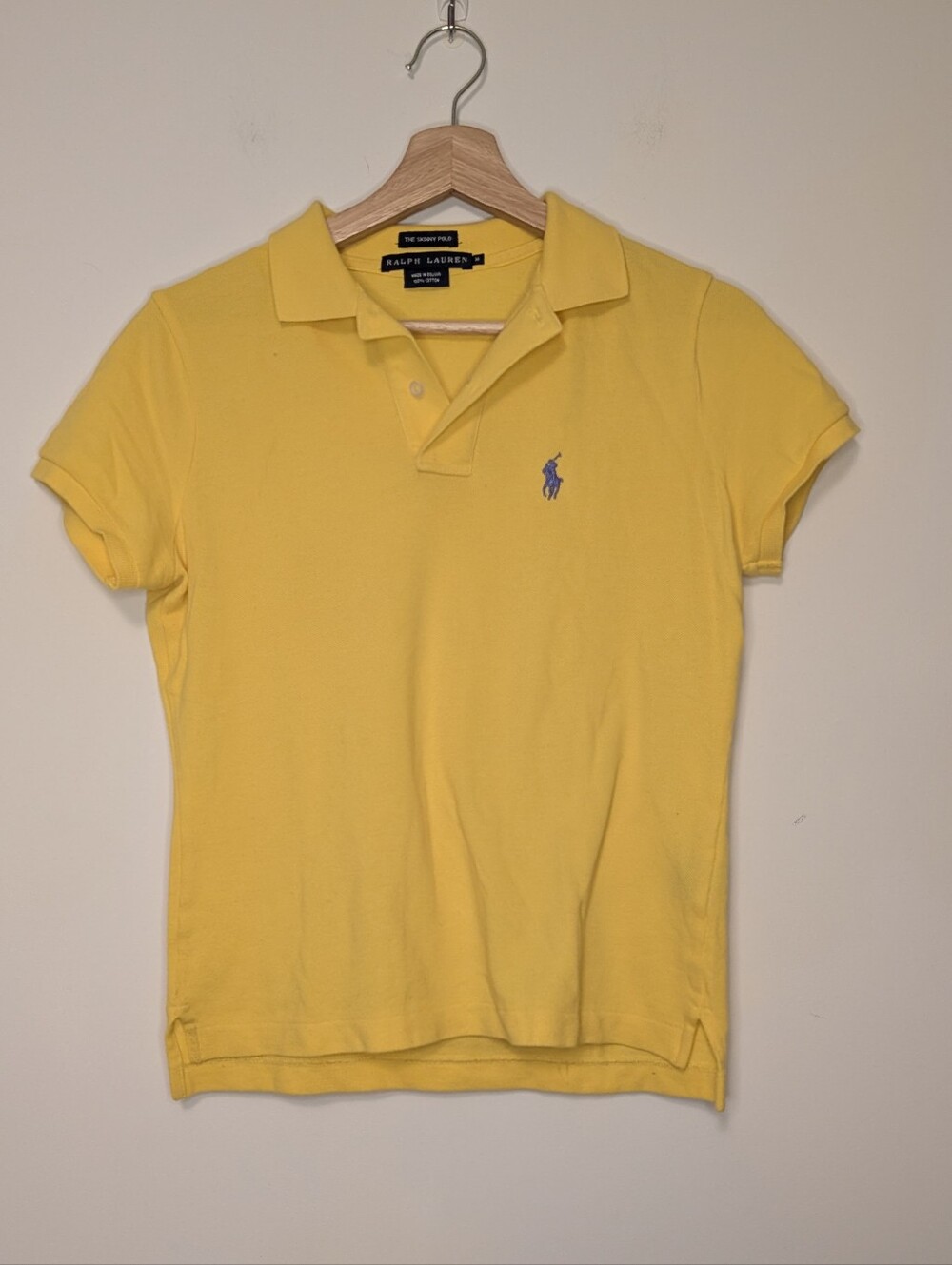Vintage Ralph Lauren The Skinny Yellow Polo with Purple Pony Embroidery